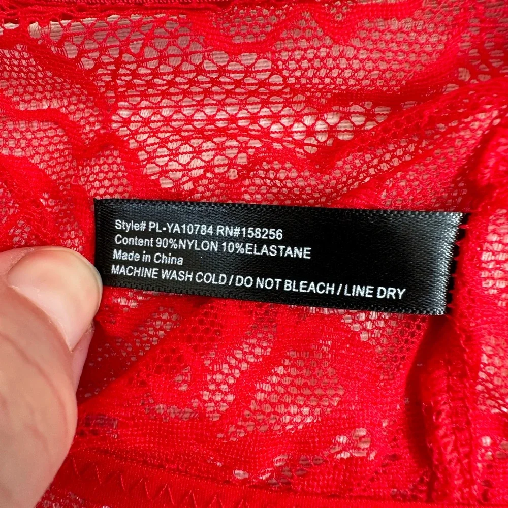 Yandy Red Lacy Longline Lattice Strappy Latice Back Bralette Size 1x/2x